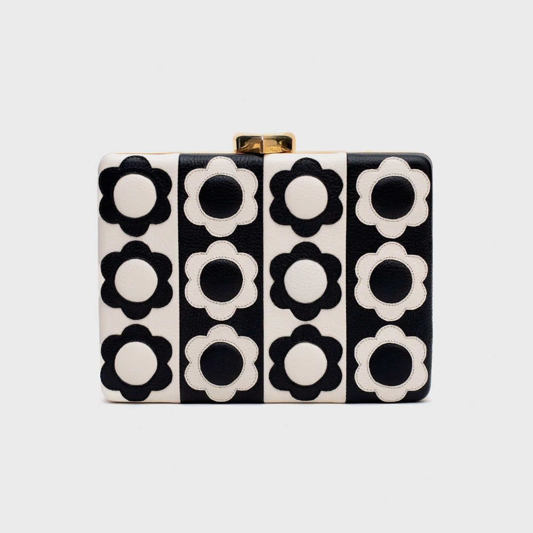 CLUTCH TAMMY FLOWERS BLACK IVORY