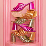 Load image into Gallery viewer, IRINA STRIPES PUMP FUCHSIA
