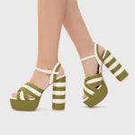 Load image into Gallery viewer, LUDOVICA PLATFORM BONE GREEN
