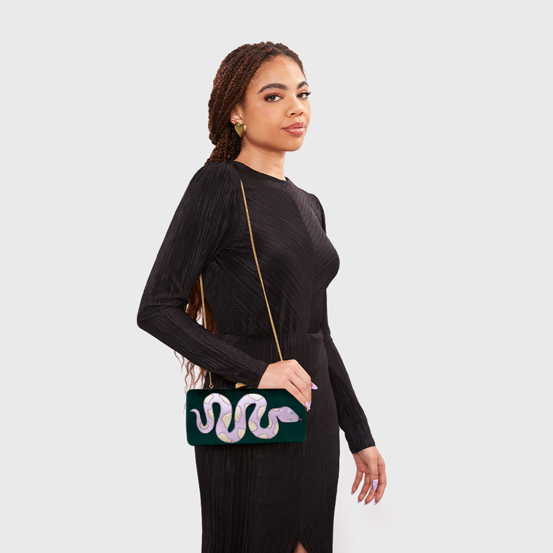 ANACONDA CLUTCH GREEN