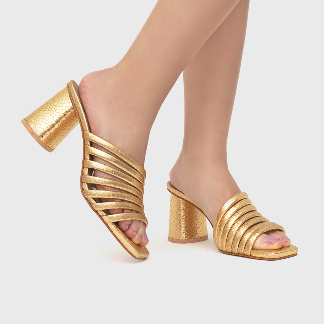 IRINA STRIPES PUMP GOLD